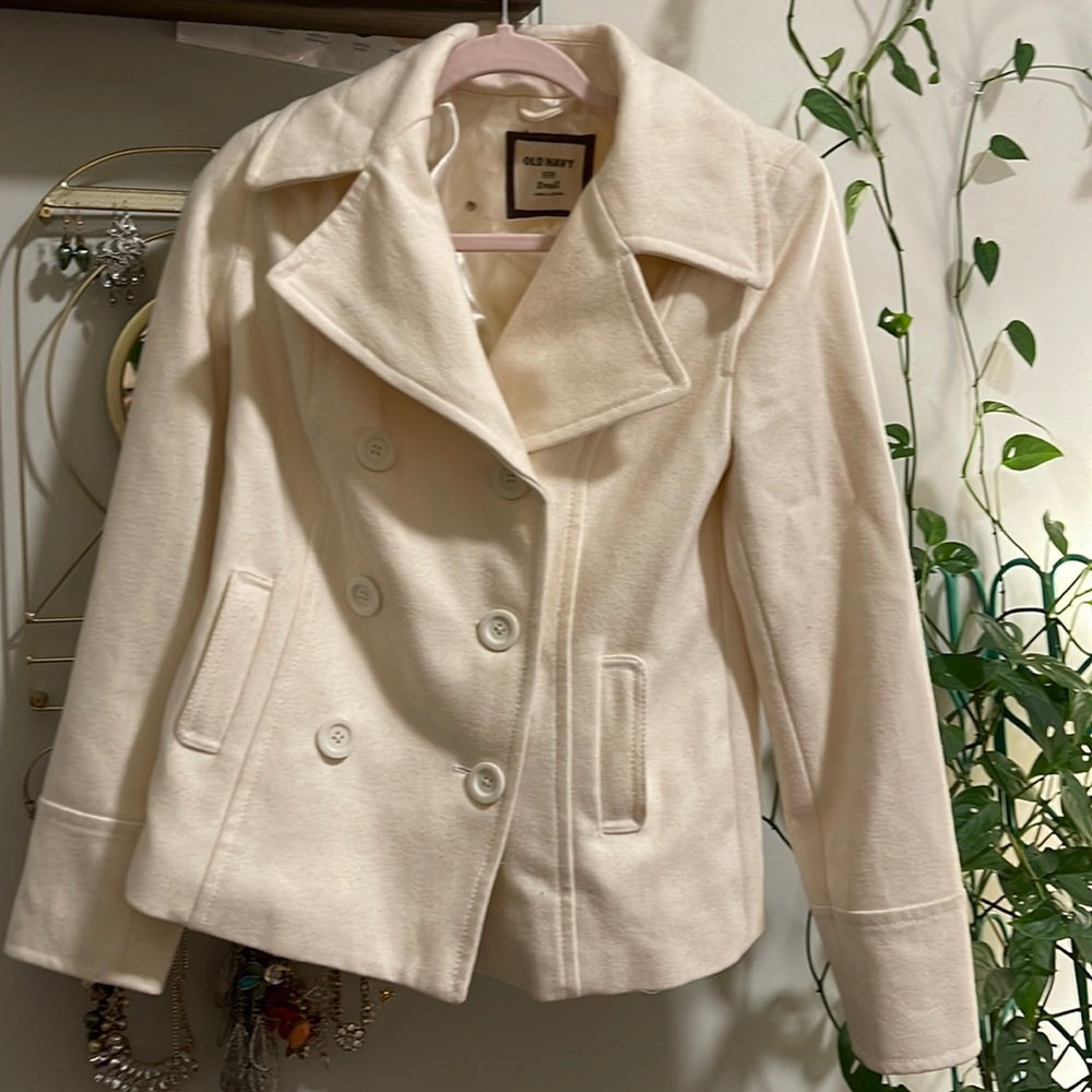 Old Navy Off White Pea Coat Size Small!